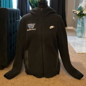 Nike Black Full-Zip Hooded Bomber Jacket with Blue/White Basketball Patch